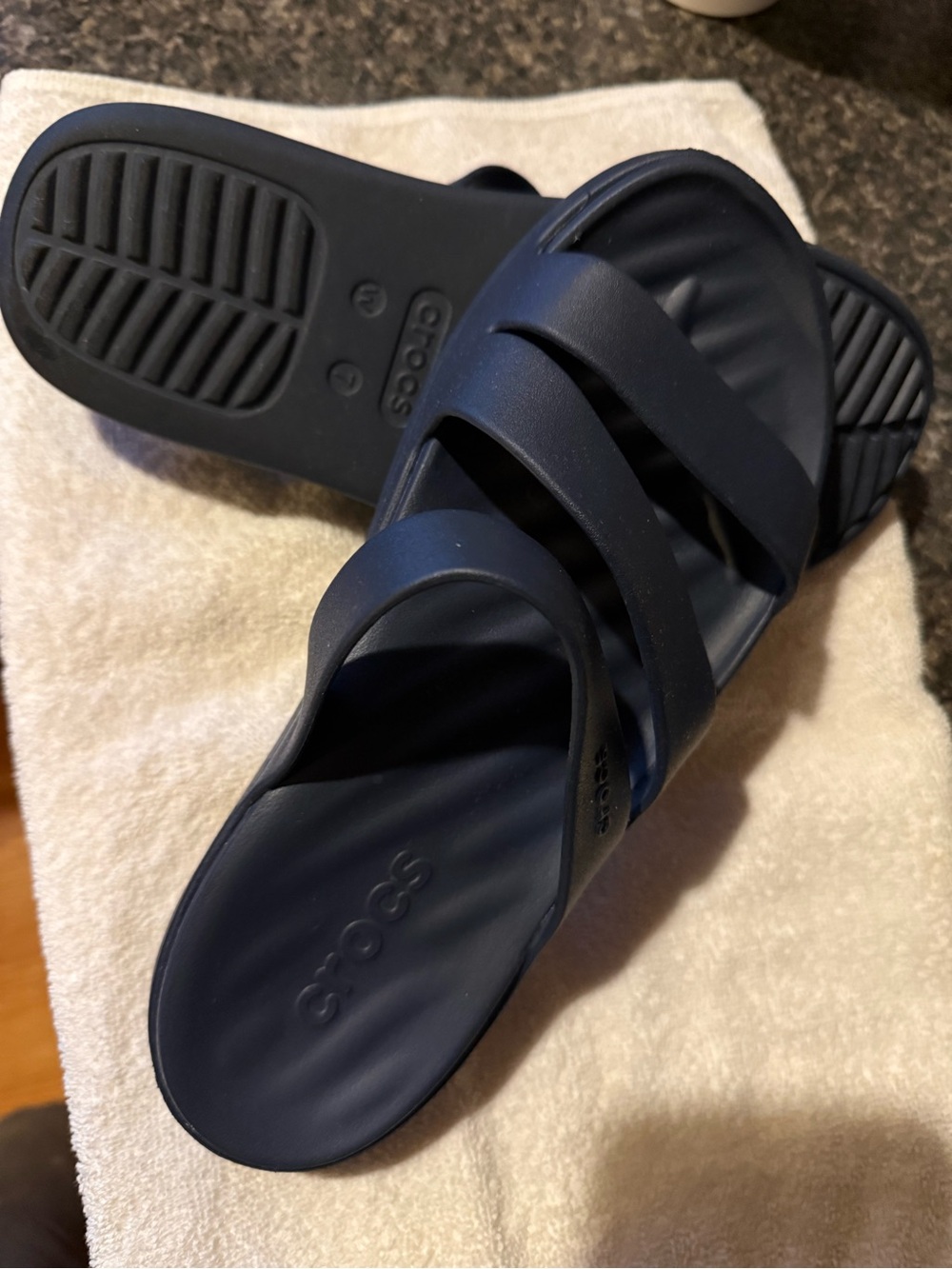 CROCS Navy Blue Dual-Strap Slide Sandals